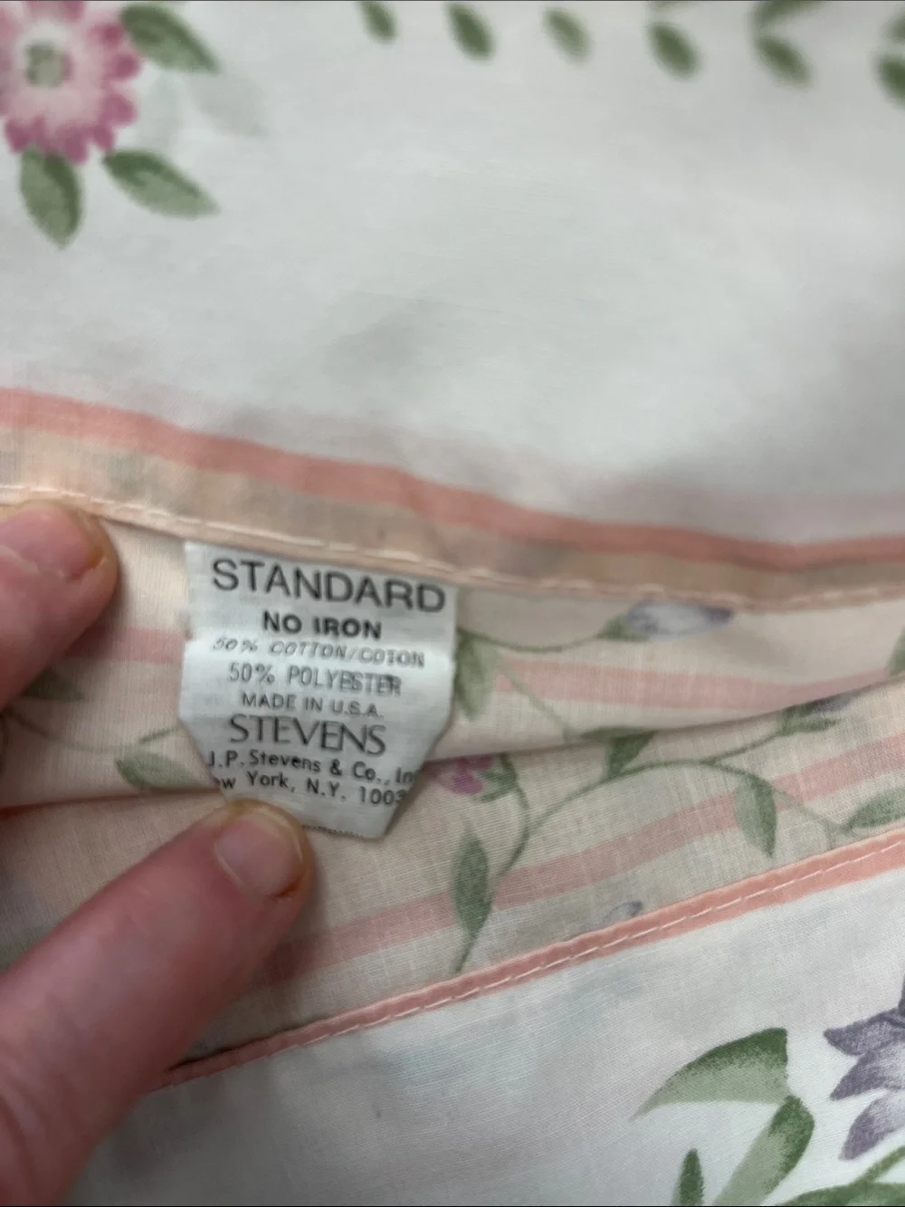 Vintage Stevens Floral Standard Pillowcase Pair - peach and white Cottagecore
